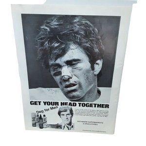 1977 Dep For Men Get Your Head Together Original Vintage Print Ad 70s styling